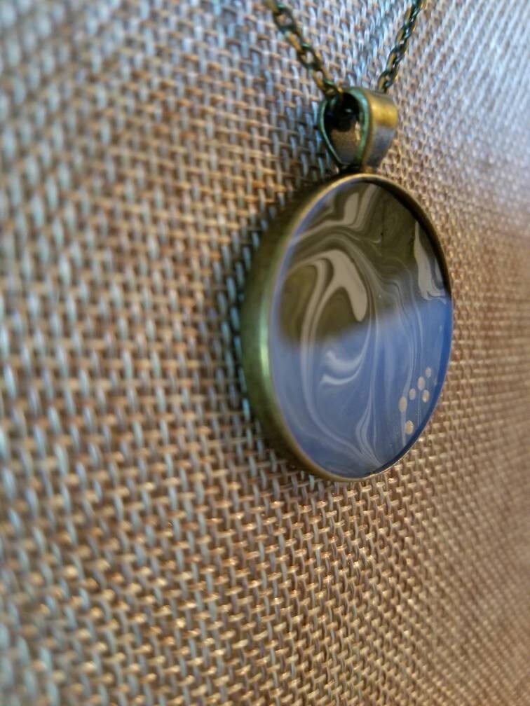 Sea Foam | Hand Painted Necklace Pendant with Chain