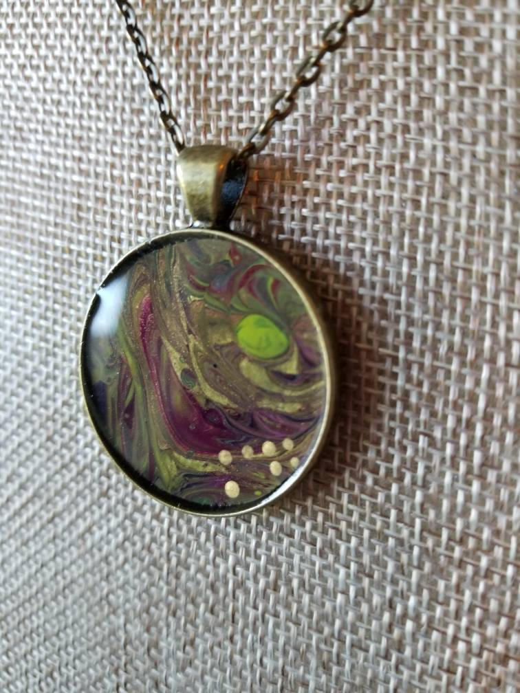A Spark of Life | Original Fluid Art Pendant Necklace