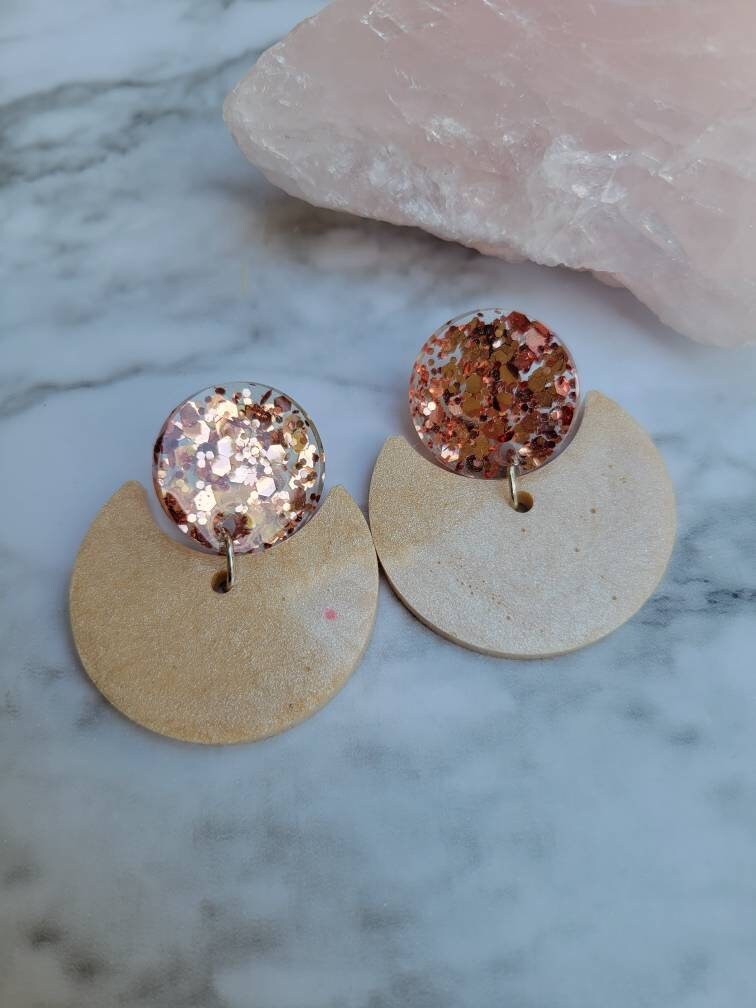 Rose Gold Round Earrings | Dangle