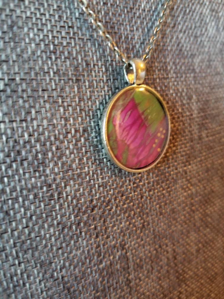 Slashes of Life | Original Fluid Art Pendant Necklace