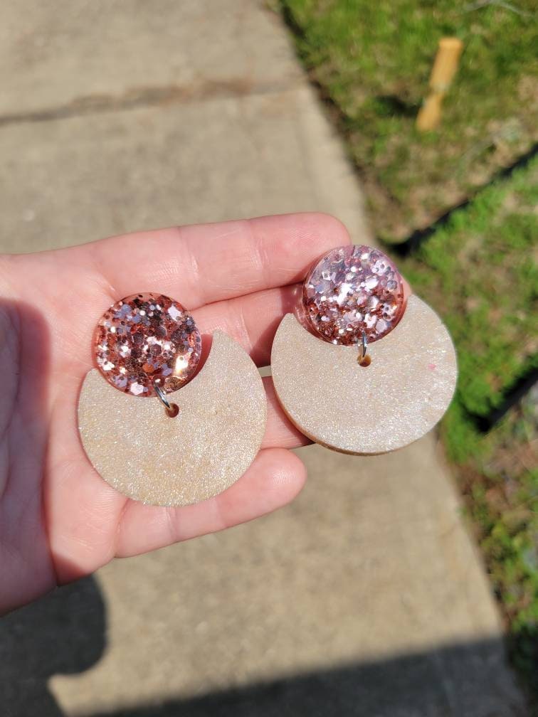 Rose Gold Round Earrings | Dangle