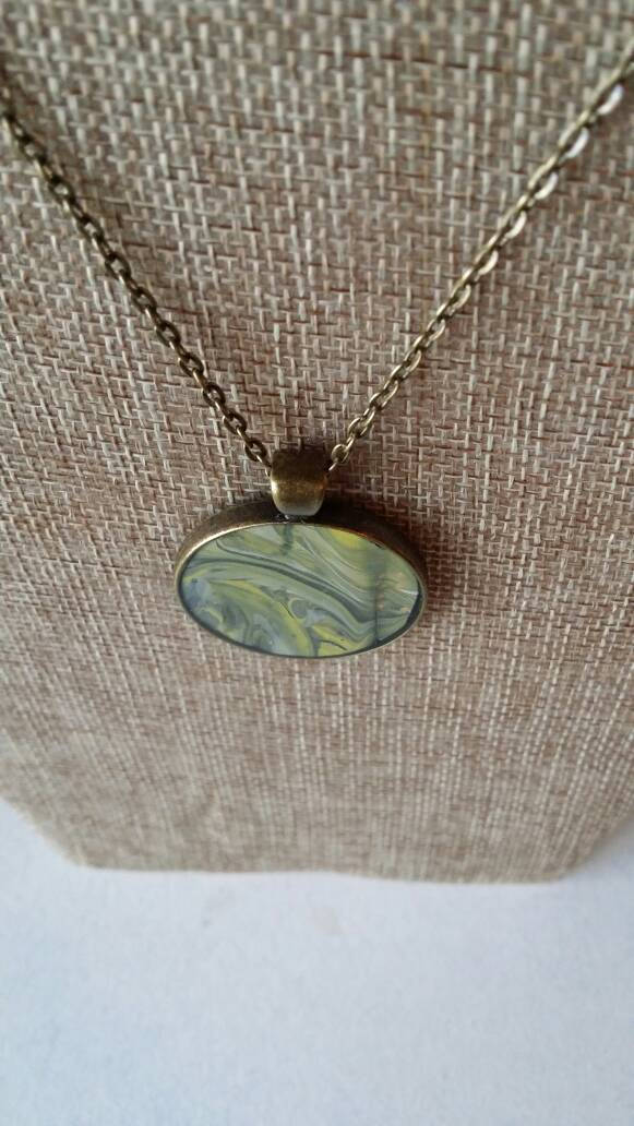 Stormy Waves | Hand Painted Necklace Pendant with Chain
