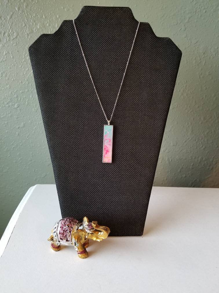 Pink Ocean | Hand Painted Necklace Pendant with Chain