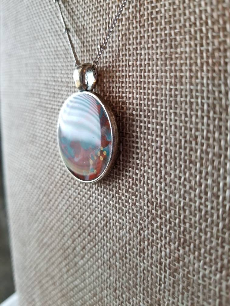Flowers in Water | Original fluid Art Necklace Pendant
