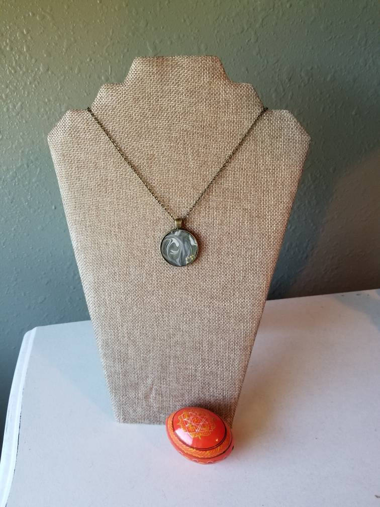 Sea Foam | Hand Painted Necklace Pendant with Chain