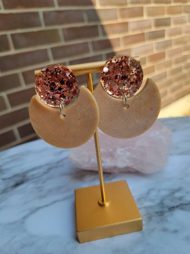 Rose Gold Round Earrings | Dangle
