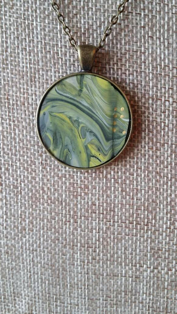 Stormy Waves | Hand Painted Necklace Pendant with Chain