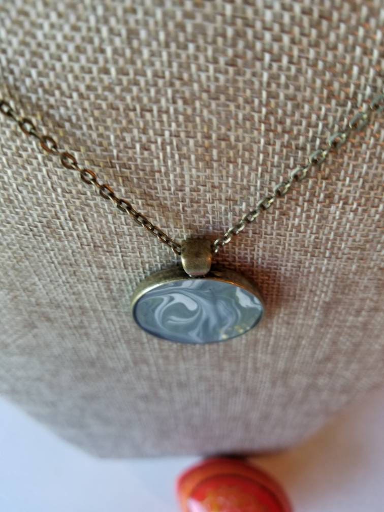Sea Foam | Hand Painted Necklace Pendant with Chain