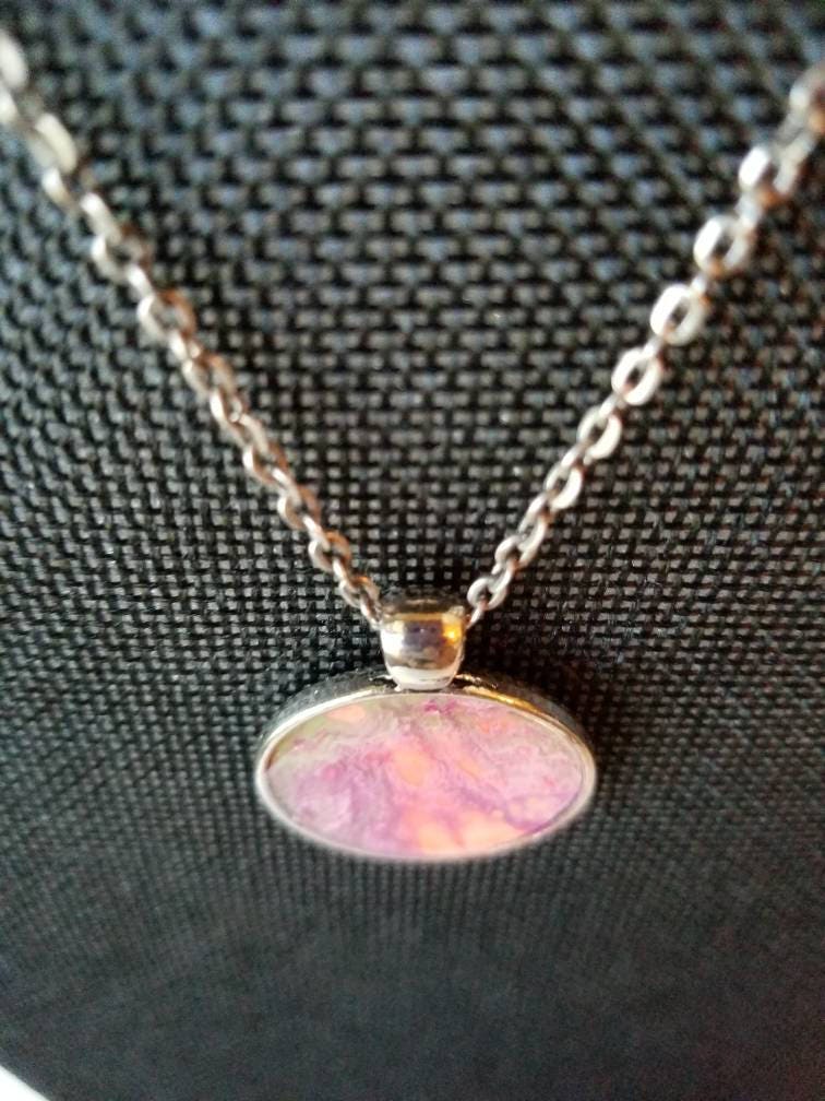 Blossom Drift – Original Fluid Art Pendant