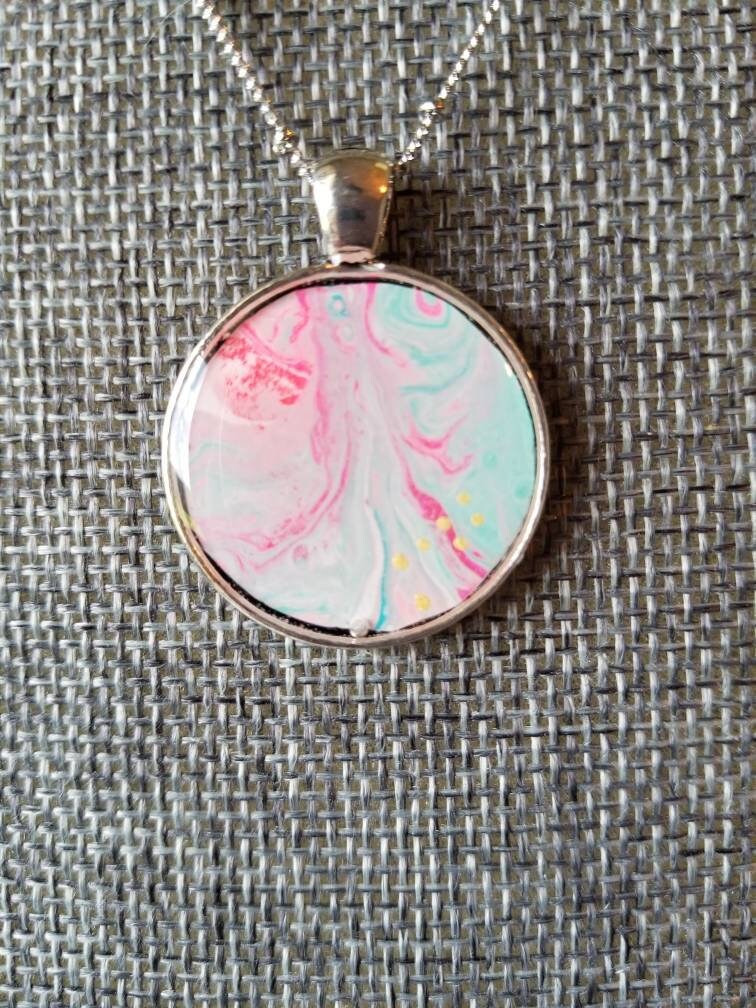Spring in my Step | Hand Painted Necklace Pendant with Chain