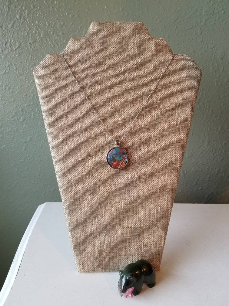 Flowers in Water | Original fluid Art Necklace Pendant
