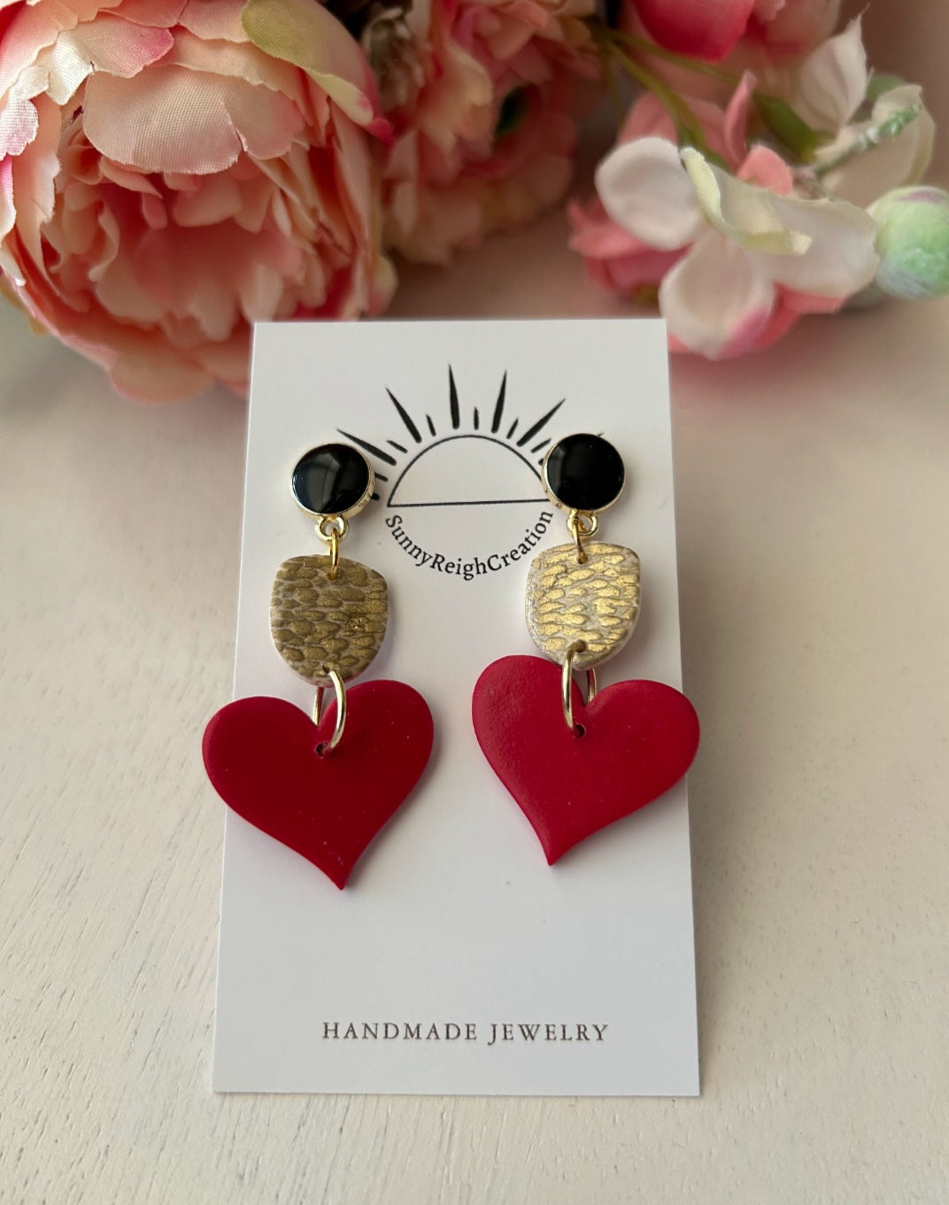 Midnight Romance Drops | Dangle Heart Earrings