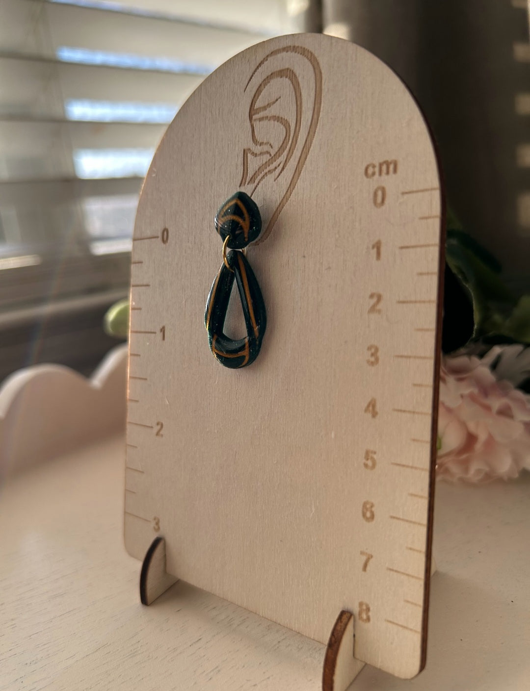 Teardrop Forest Green & Gold | Dangle Earrings