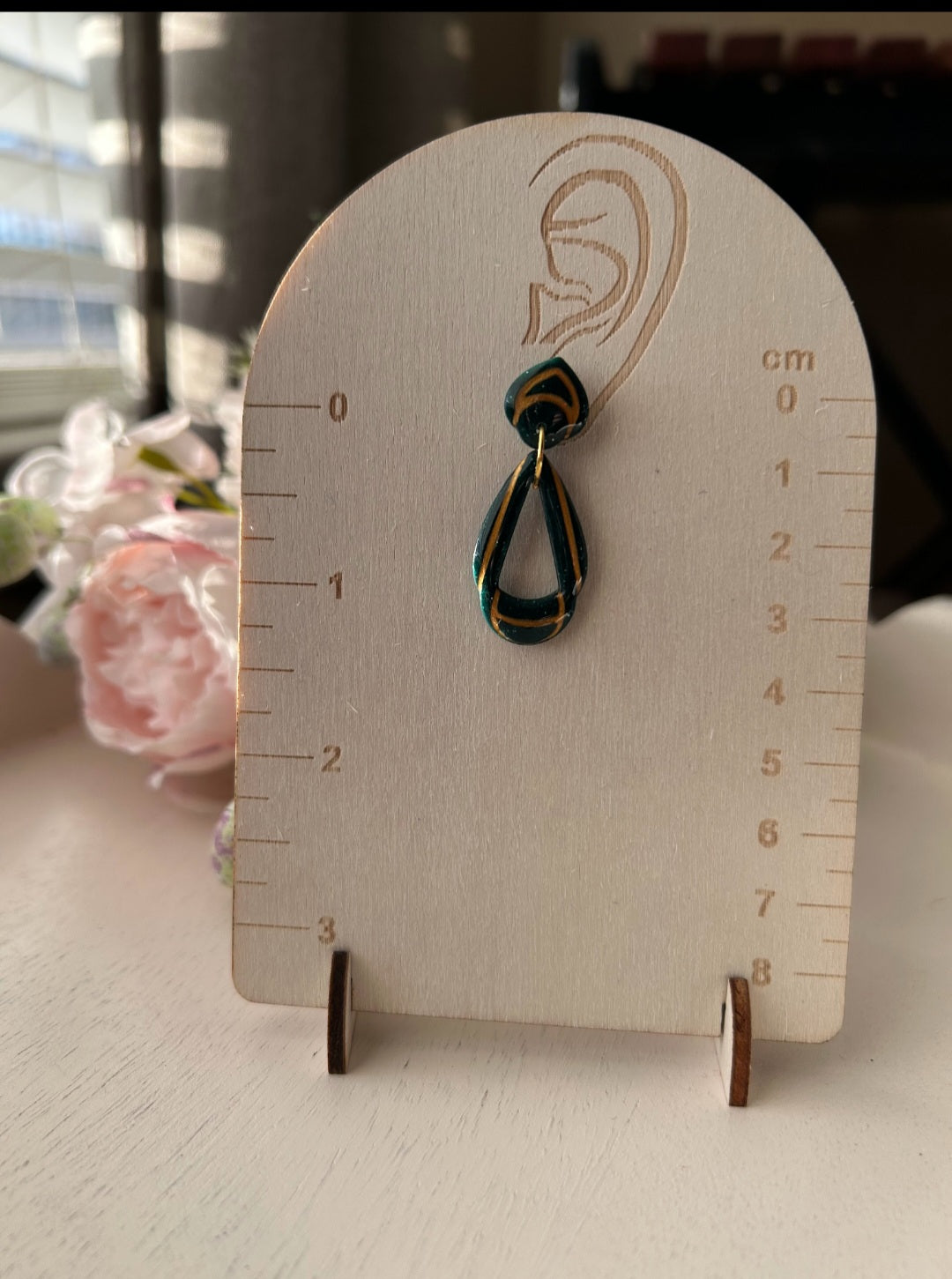 Teardrop Forest Green & Gold | Dangle Earrings