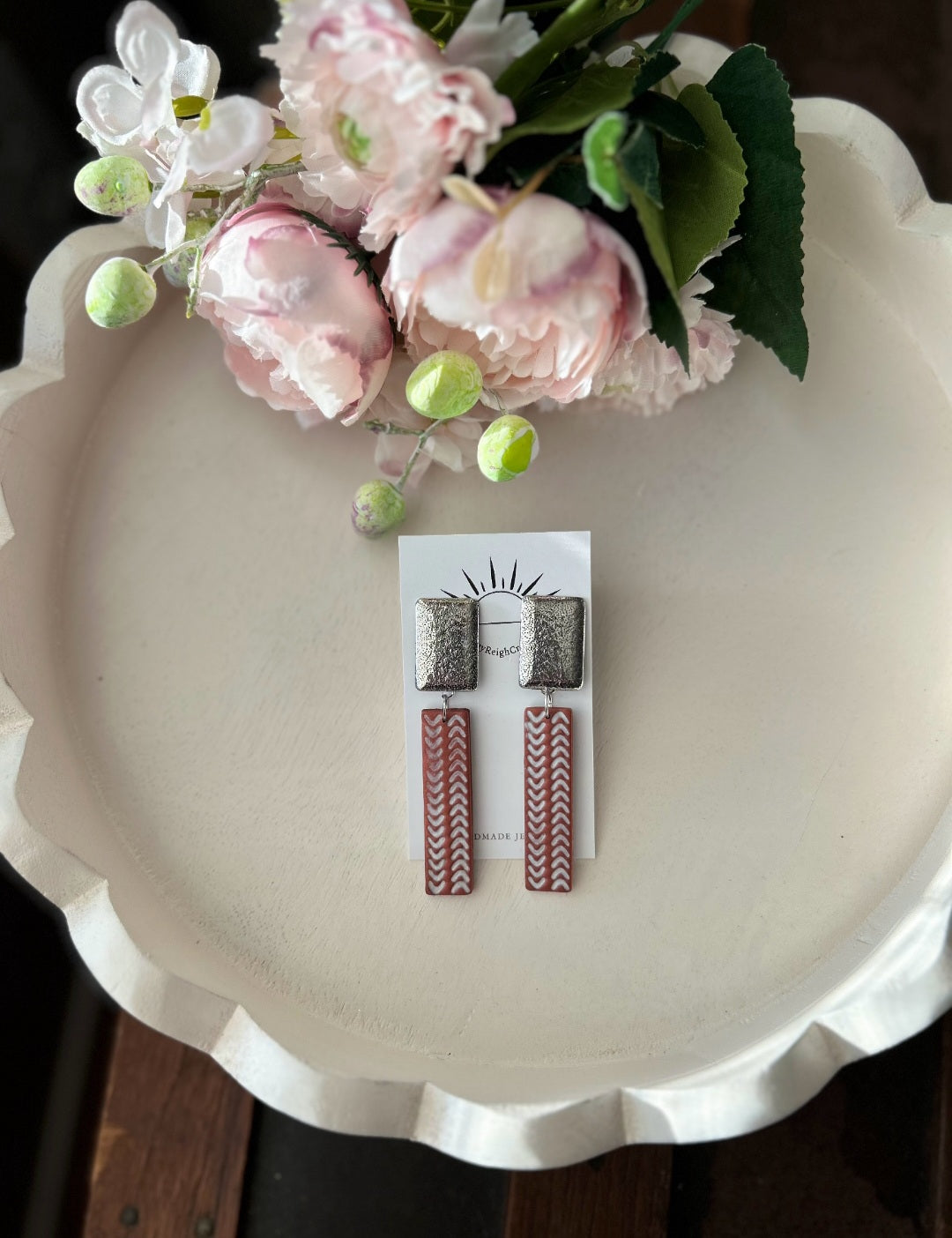 Chevron Silver or Gold Statement Earrings | Dangle