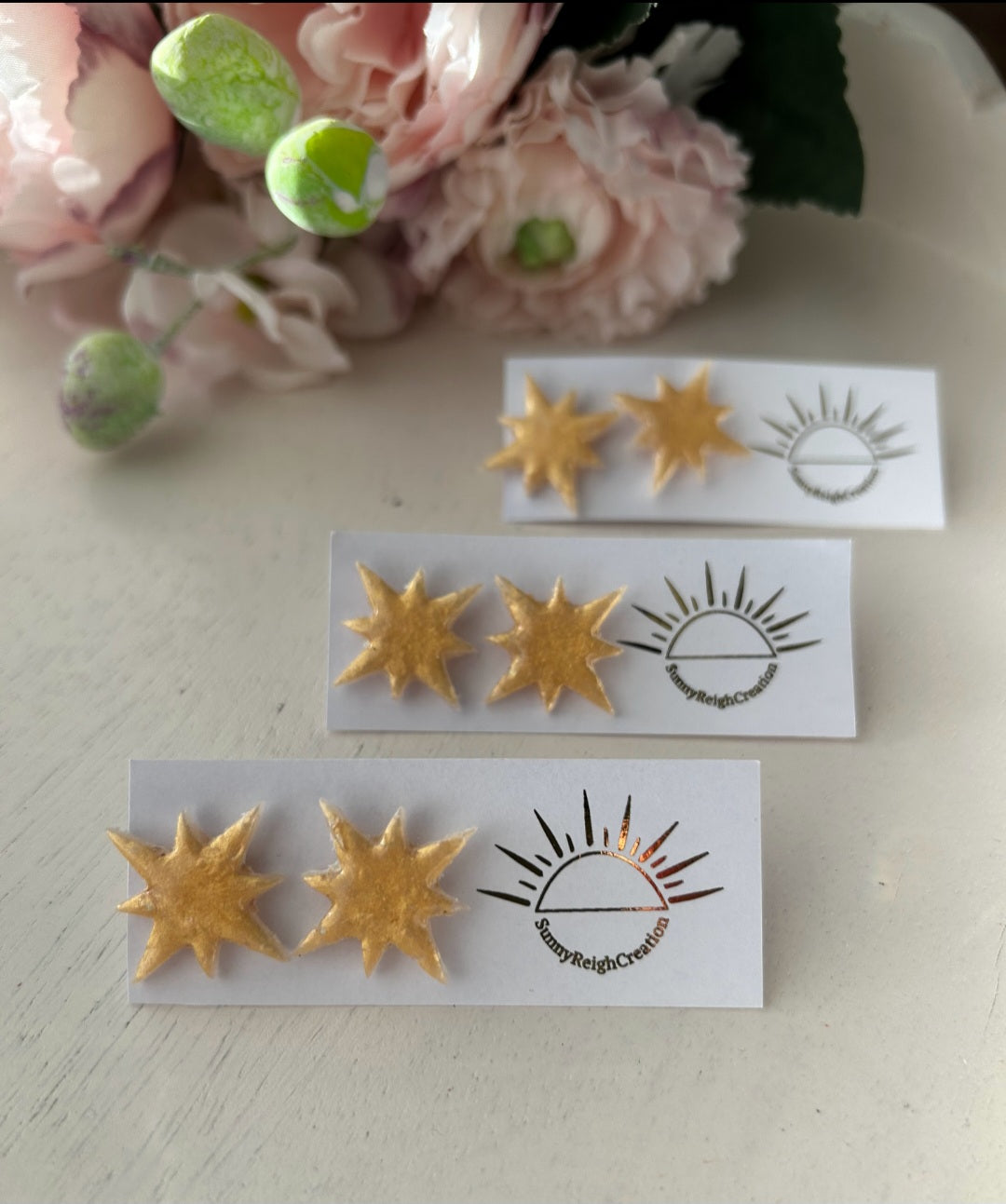 Golden Starburst Stud Earrings | Stud