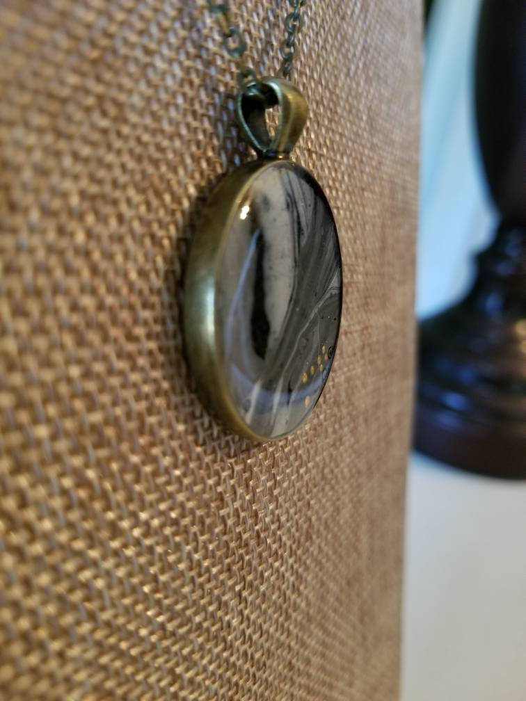 Sliver of Darkness | Original Fluid Art Pendant Necklace