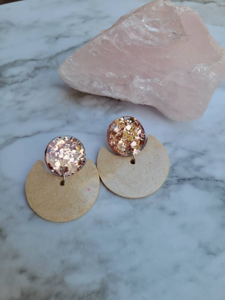 Rose Gold Round Earrings | Dangle