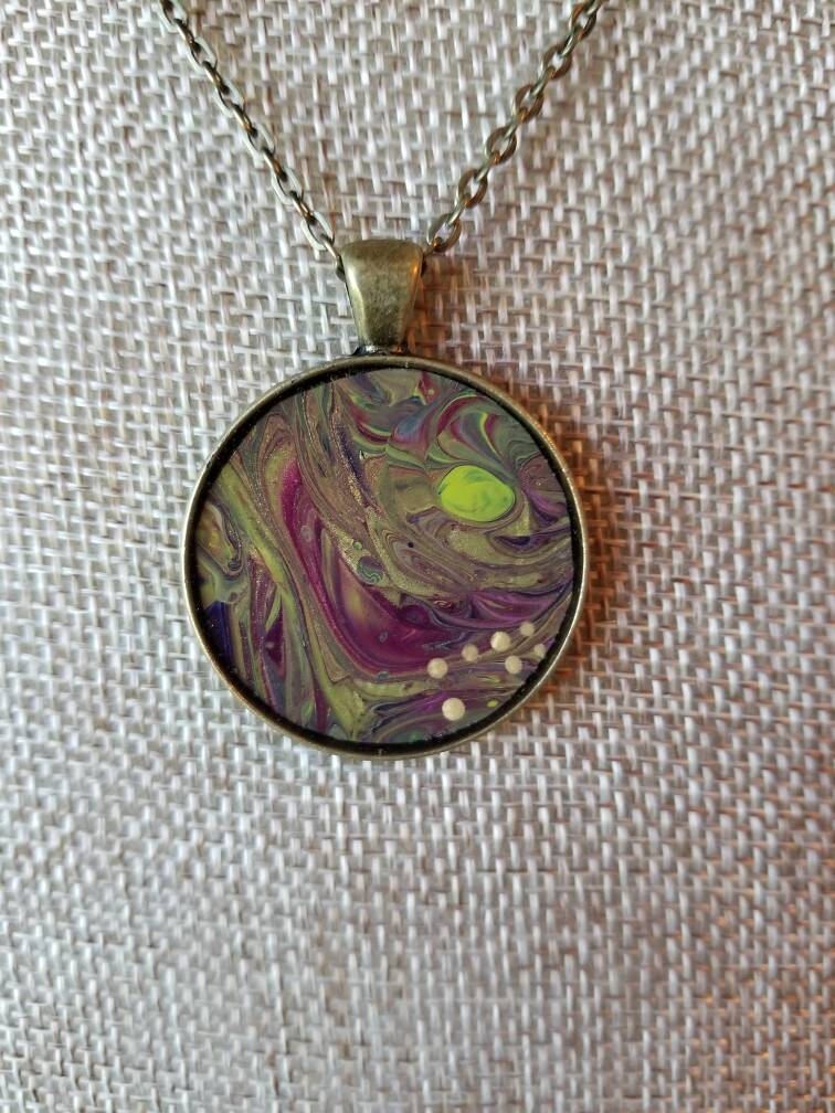 A Spark of Life | Original Fluid Art Pendant Necklace