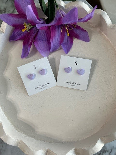 "Lavender Love" Heart-Shaped Stud Earrings Earrings | Small & Petite