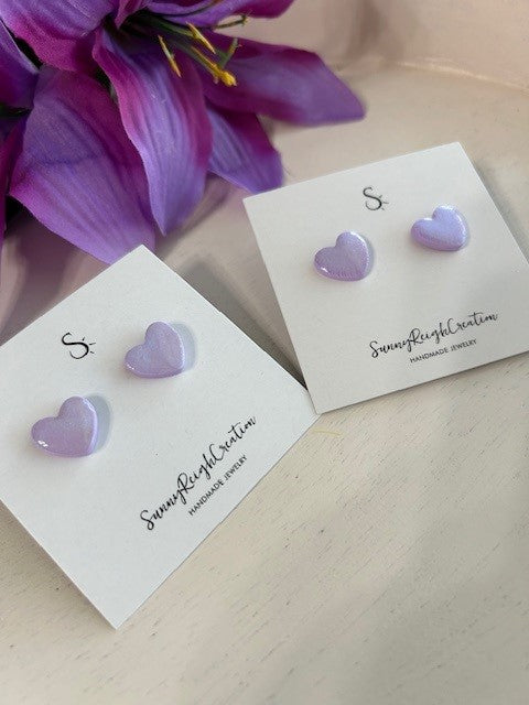 "Lavender Love" Heart-Shaped Stud Earrings Earrings | Small & Petite
