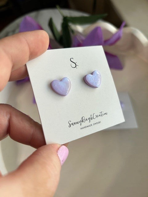 "Lavender Love" Heart-Shaped Stud Earrings Earrings | Small & Petite