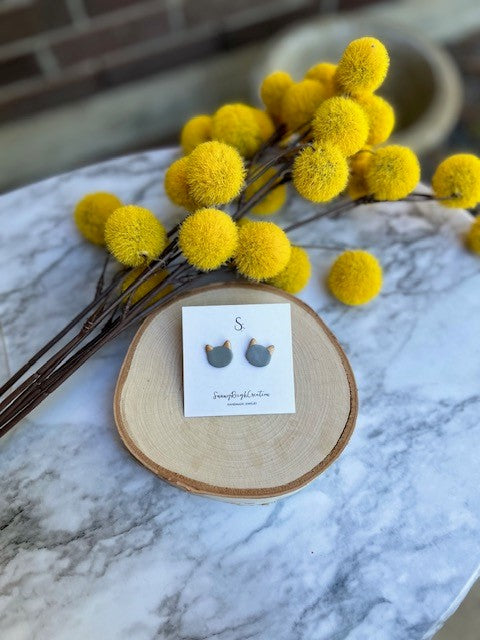 Cat Head Silhouette Stud Earrings | Small