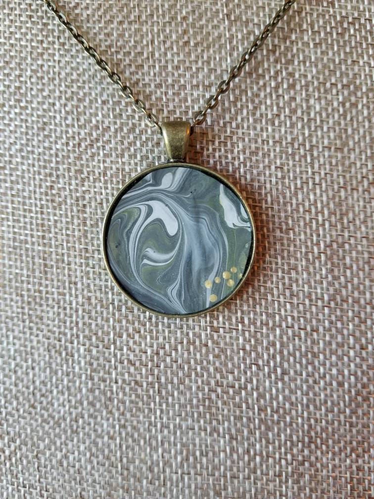 Sea Foam | Hand Painted Necklace Pendant with Chain