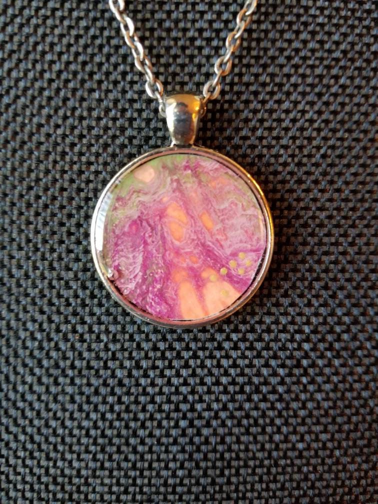 Blossom Drift – Original Fluid Art Pendant