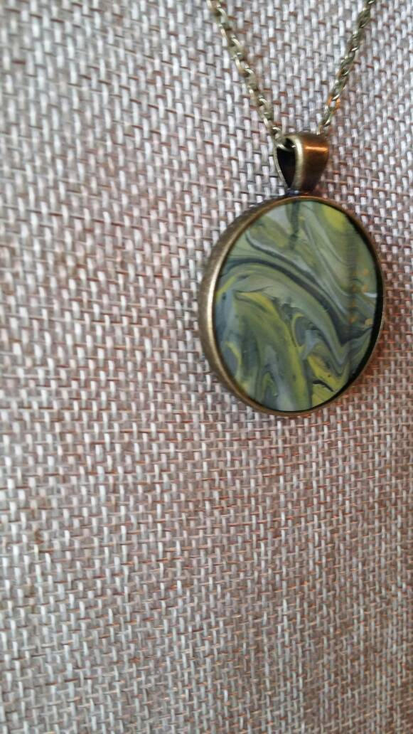 Stormy Waves | Hand Painted Necklace Pendant with Chain