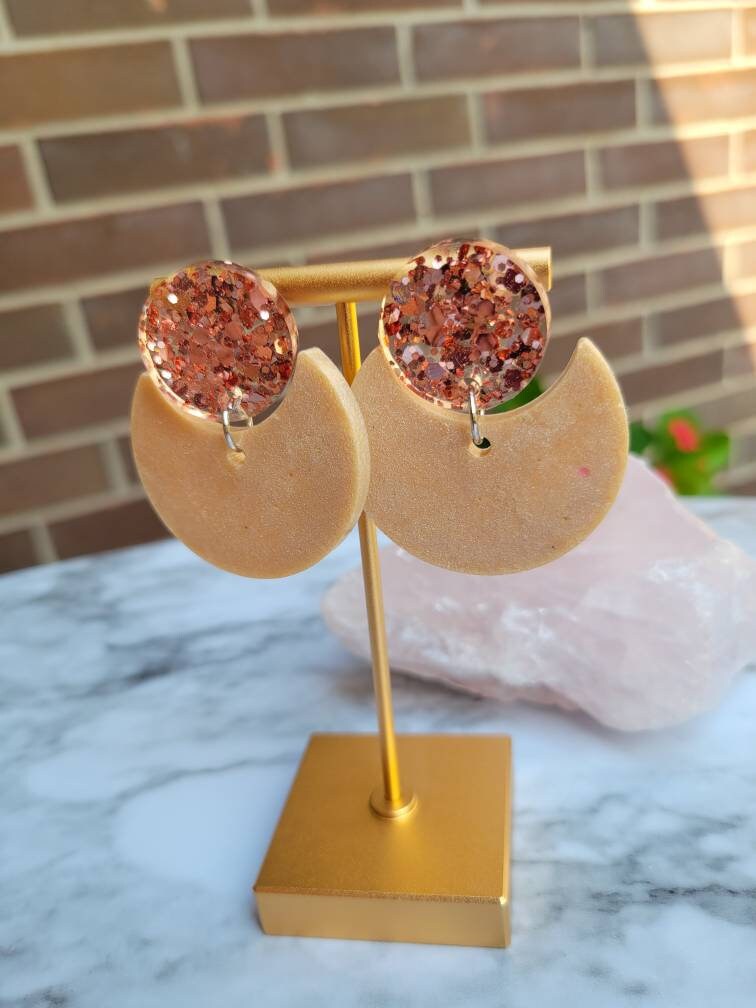 Rose Gold Round Earrings | Dangle