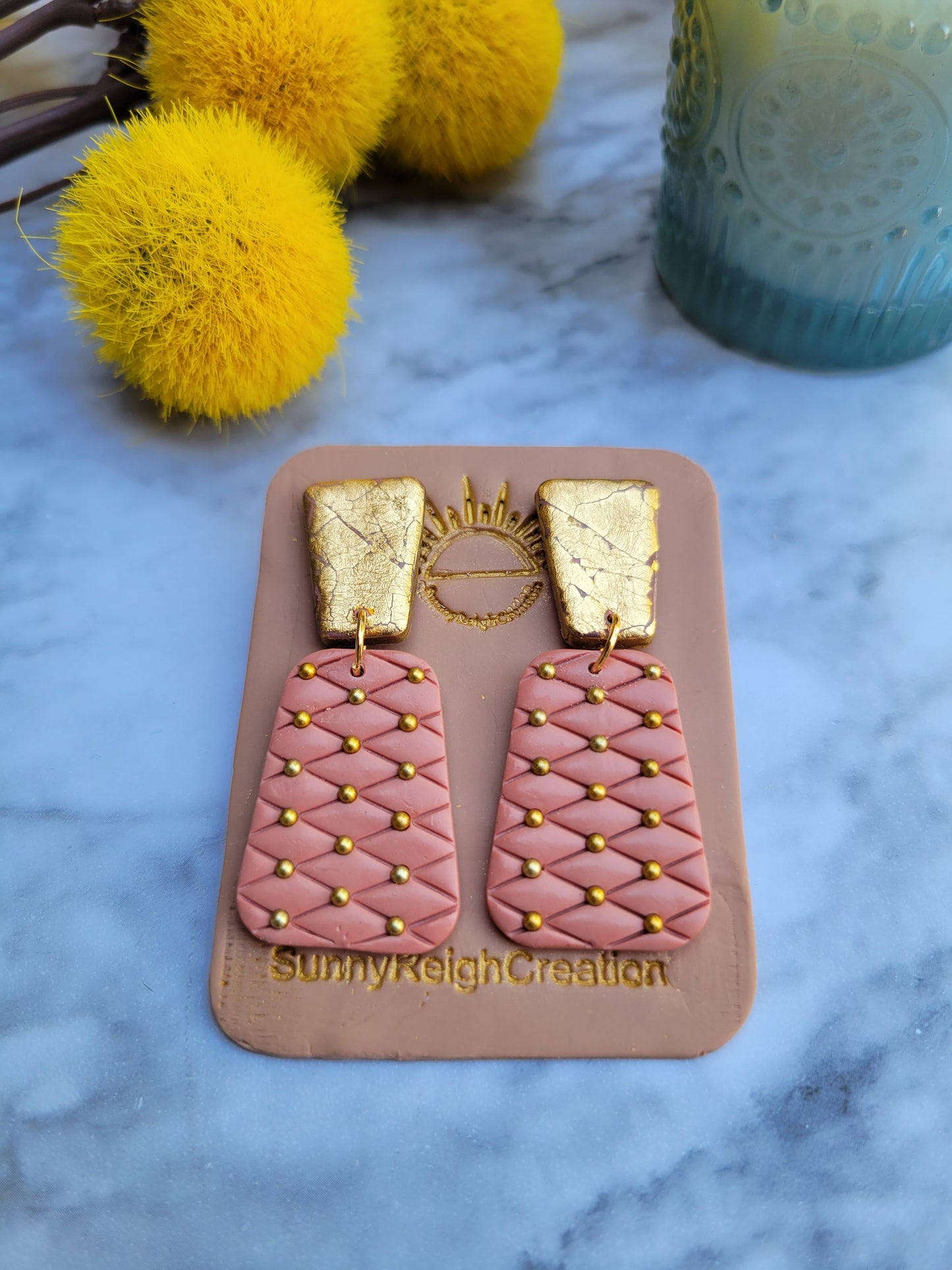Chic Pink and Gold Tufted Earrings | Dangle