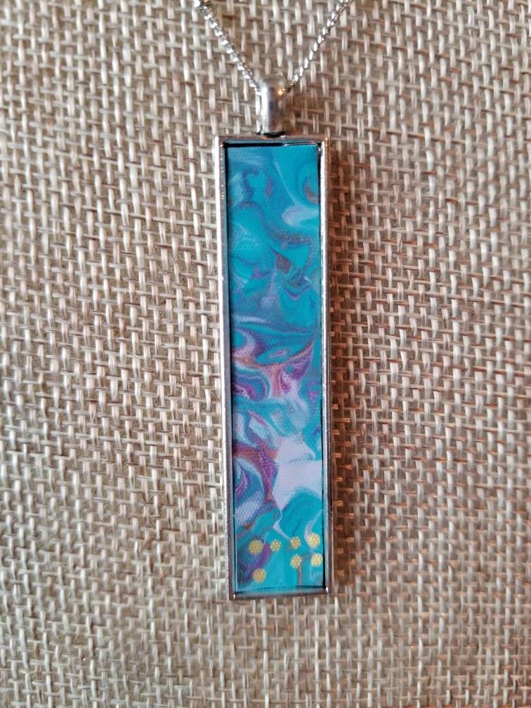 Bermuda Blues | Original Fluid Art Pendant Necklace