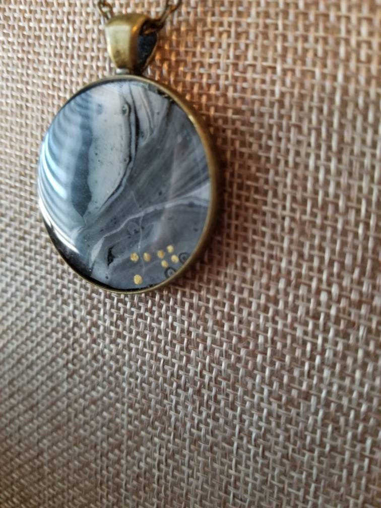 Sliver of Darkness | Original Fluid Art Pendant Necklace