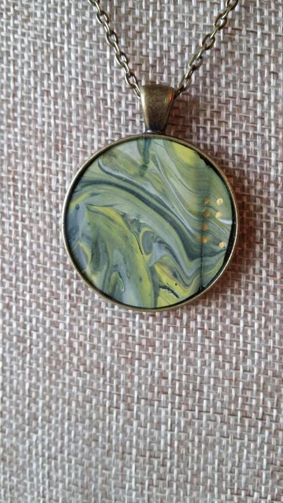Stormy Waves | Hand Painted Necklace Pendant with Chain