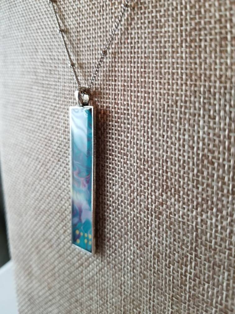 Bermuda Blues | Original Fluid Art Pendant Necklace