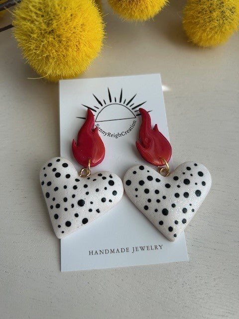 Spotted Flame Statement Earrings | Drop Earrings
