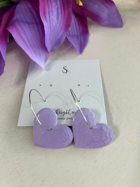 Mosaic-Style Heart Hoops | Purple Shimmer