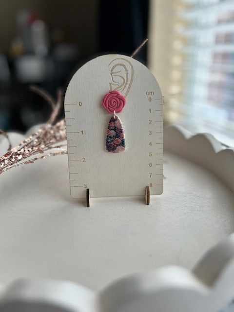 Dusty Rose and Skull Earrings | Dangles