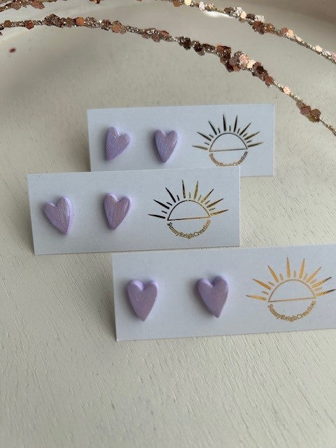 "Lavender Love" Skinny Heart-Shaped Stud Earrings | Stud