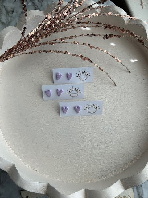 "Lavender Love" Skinny Heart-Shaped Stud Earrings | Stud
