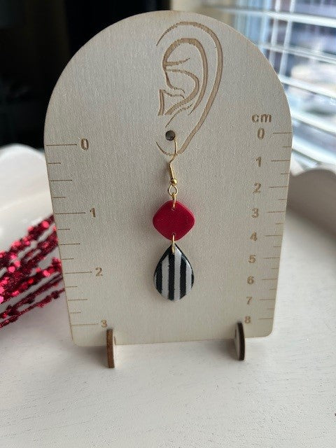 Crimson Charm: Striped Drop Earrings | Dangle