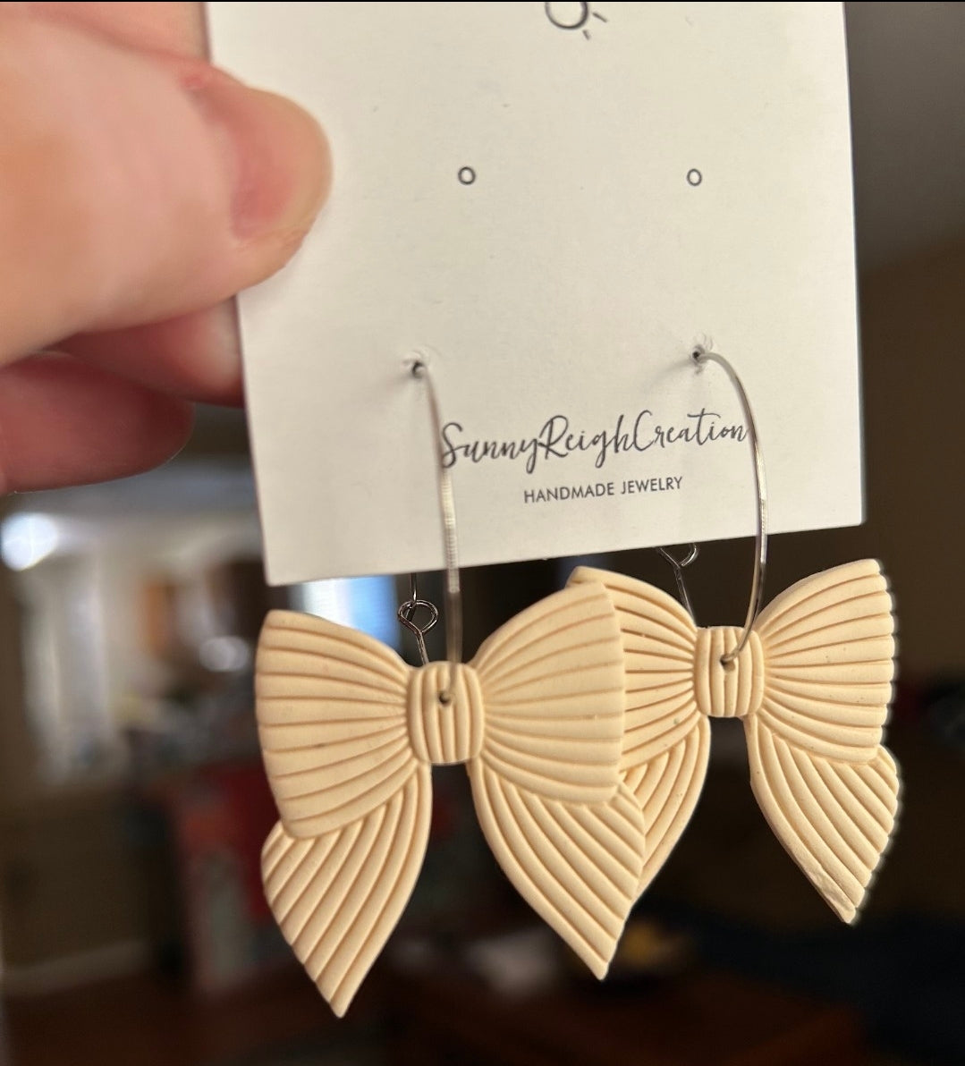 Neutral Striped Bows | Hoops