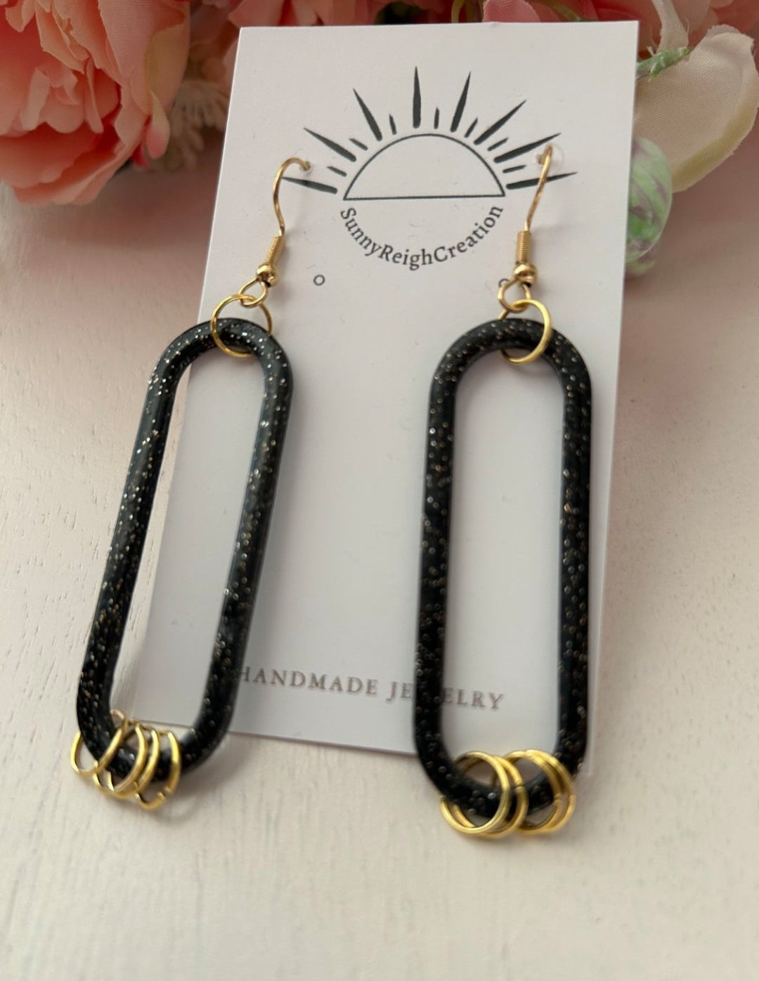 Chic Black Open Dangle Earrings