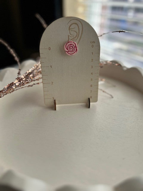 Pink & Red Rose Stud Earrings | Small
