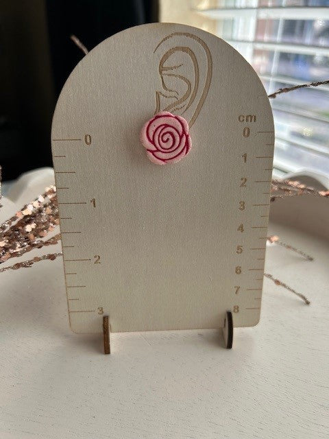 Pink & Red Rose Stud Earrings | Small