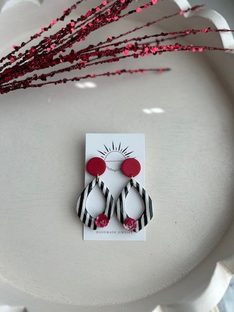 "Bold Blooms: Striped Teardrop Earrings | Dangle