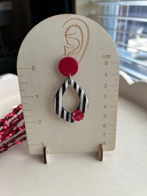 "Bold Blooms: Striped Teardrop Earrings | Dangle