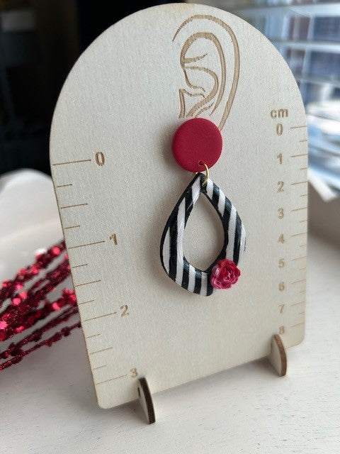 "Bold Blooms: Striped Teardrop Earrings | Dangle