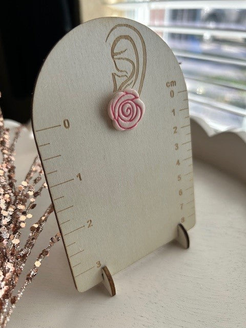 White & Pink Rose Stud Earrings | Small